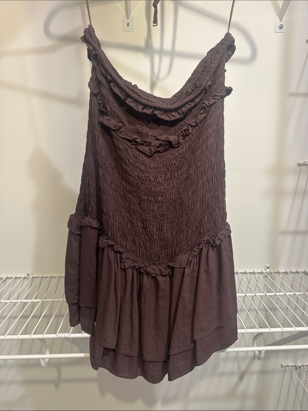 American Eagle Outfitters Brown Smocked Mini Dress